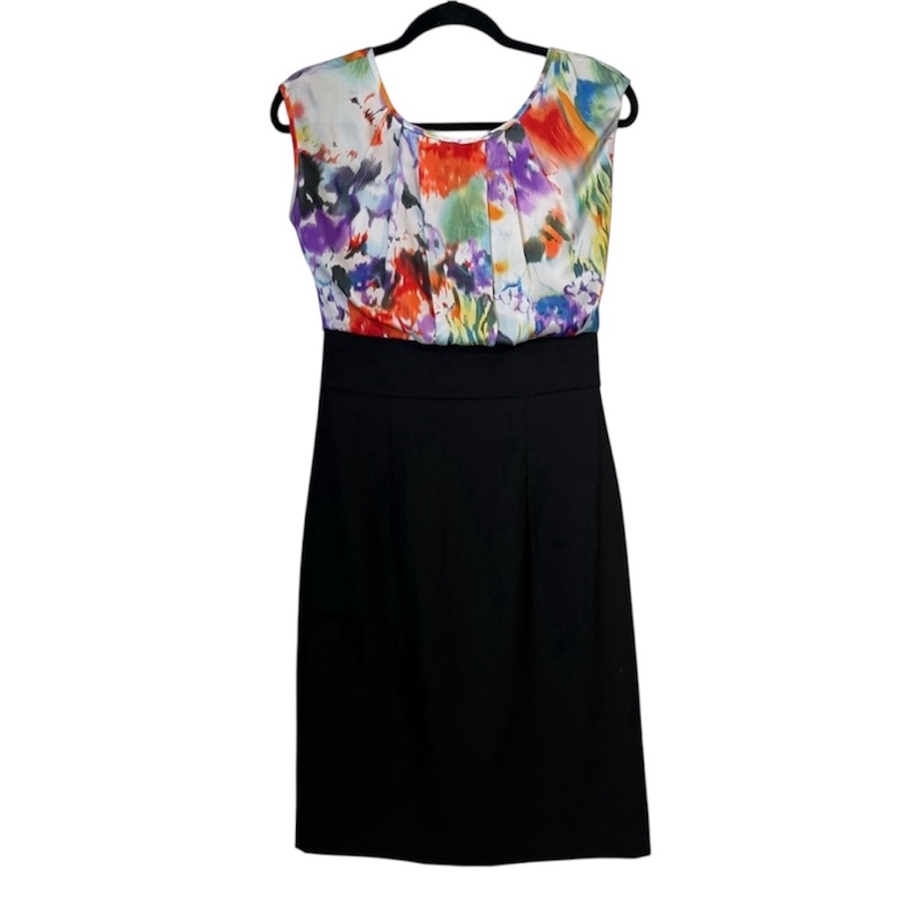 Alyx Limited High Waisted Pencil Dress Cap Sleeve Professional Colorful Abstract